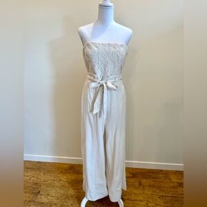 Free People Expedition Eyelet Jumpsuit Bohemian Romantic 100% Cotton Size XL